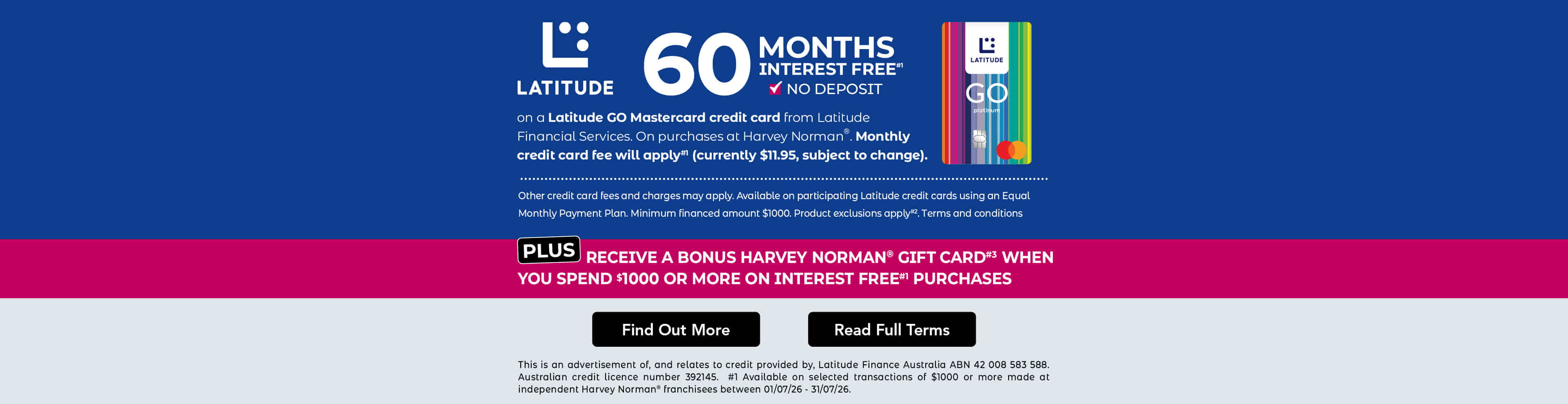 60 Months Interest Free#1 Plus Bonus#3 Gift Card