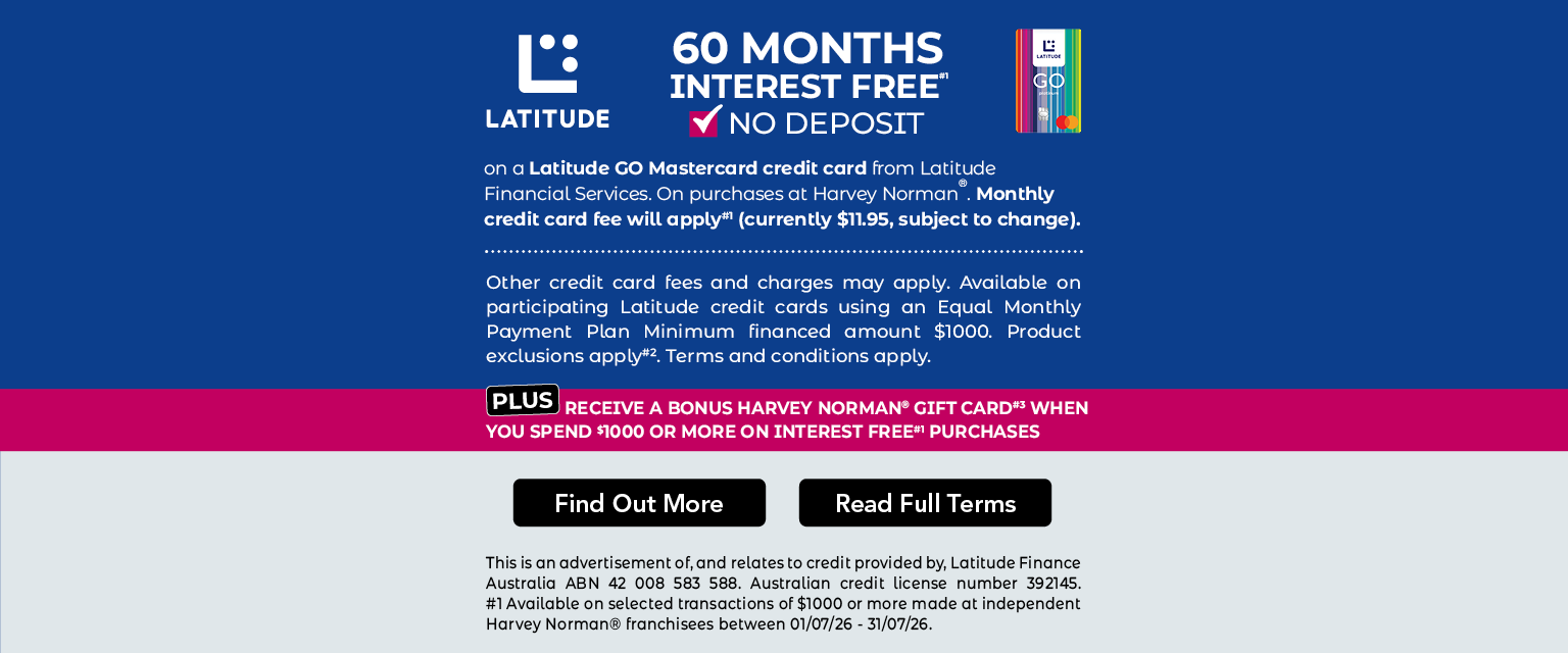60 Months Interest Free#1 Plus Bonus#3 Gift Card