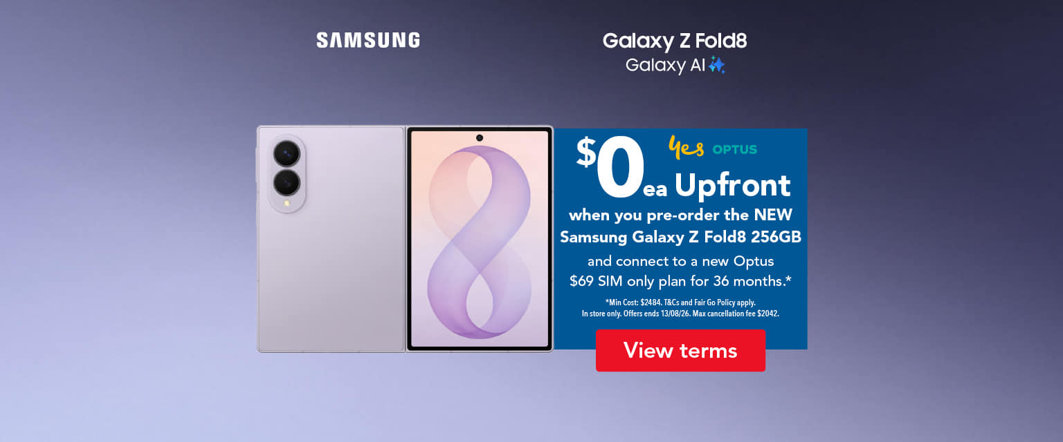 $0 Upfront when you pre-order the NEW Samsung Galaxy Z Fold8 256GB